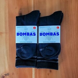 Mens 2 Pack Bombas Black Socks New!